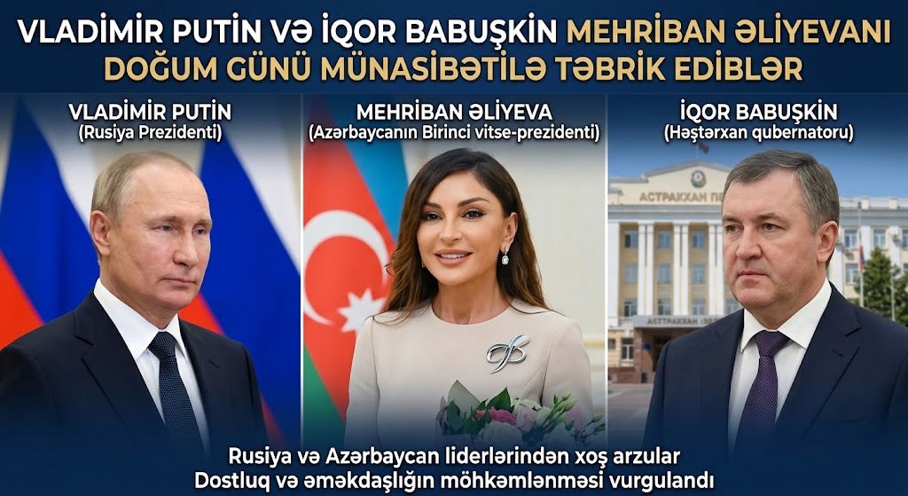 Putin və Həştərxan qubernatoru Mehriban Əliyevanı təbrik edib