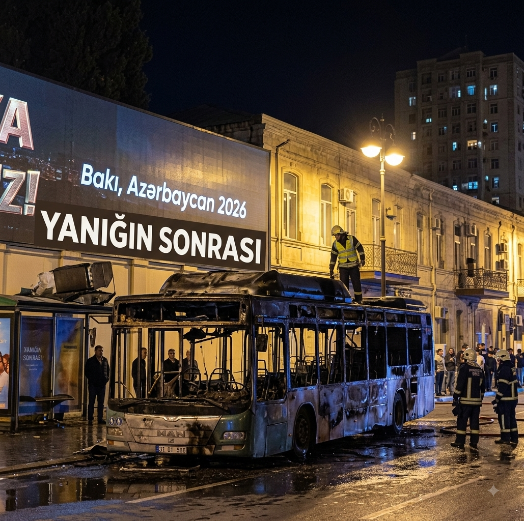 Nəsimidə avtobus yanaraq kül oldu-Video