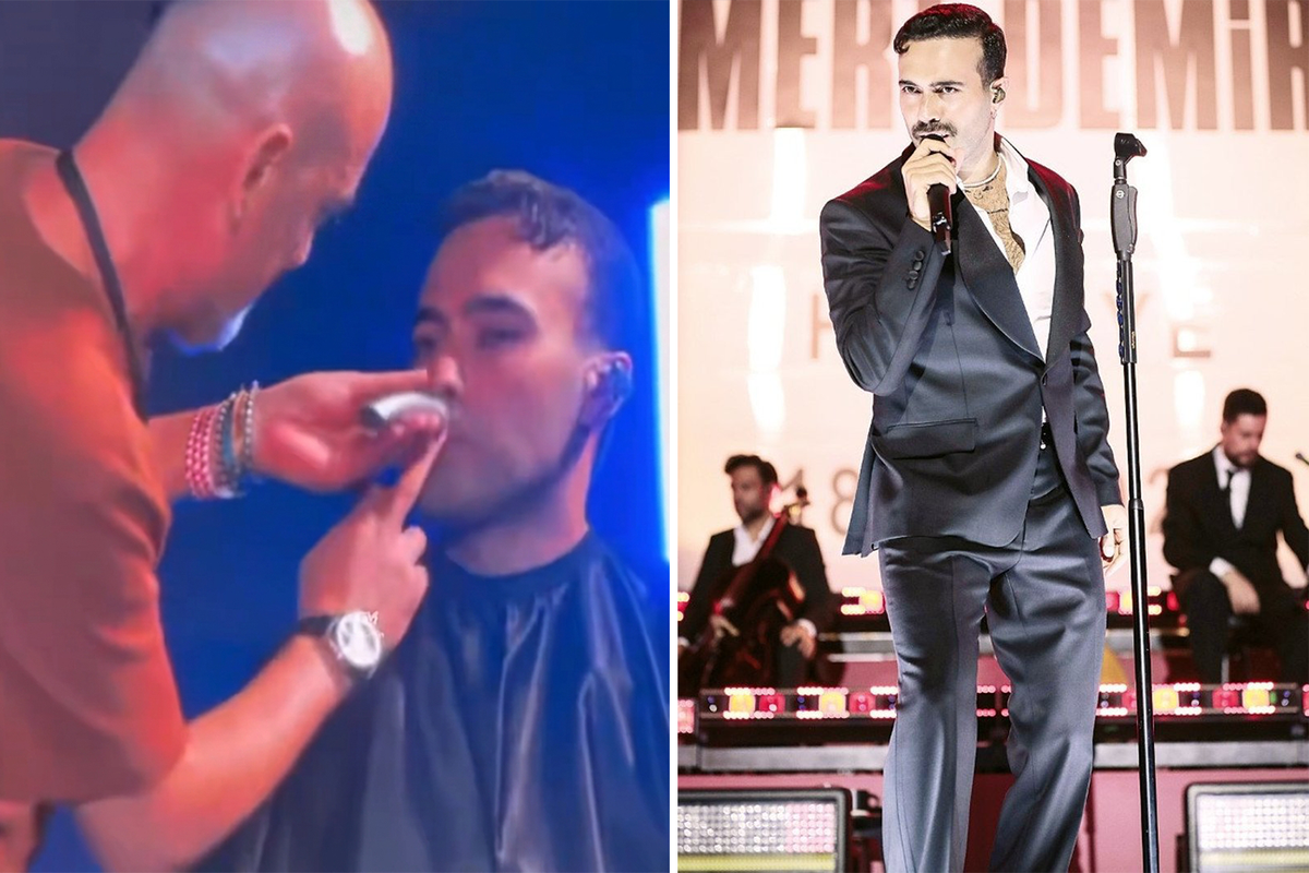 Mert Demir səhnədə bığlarını qırxdırdı – FOTO+VİDEO