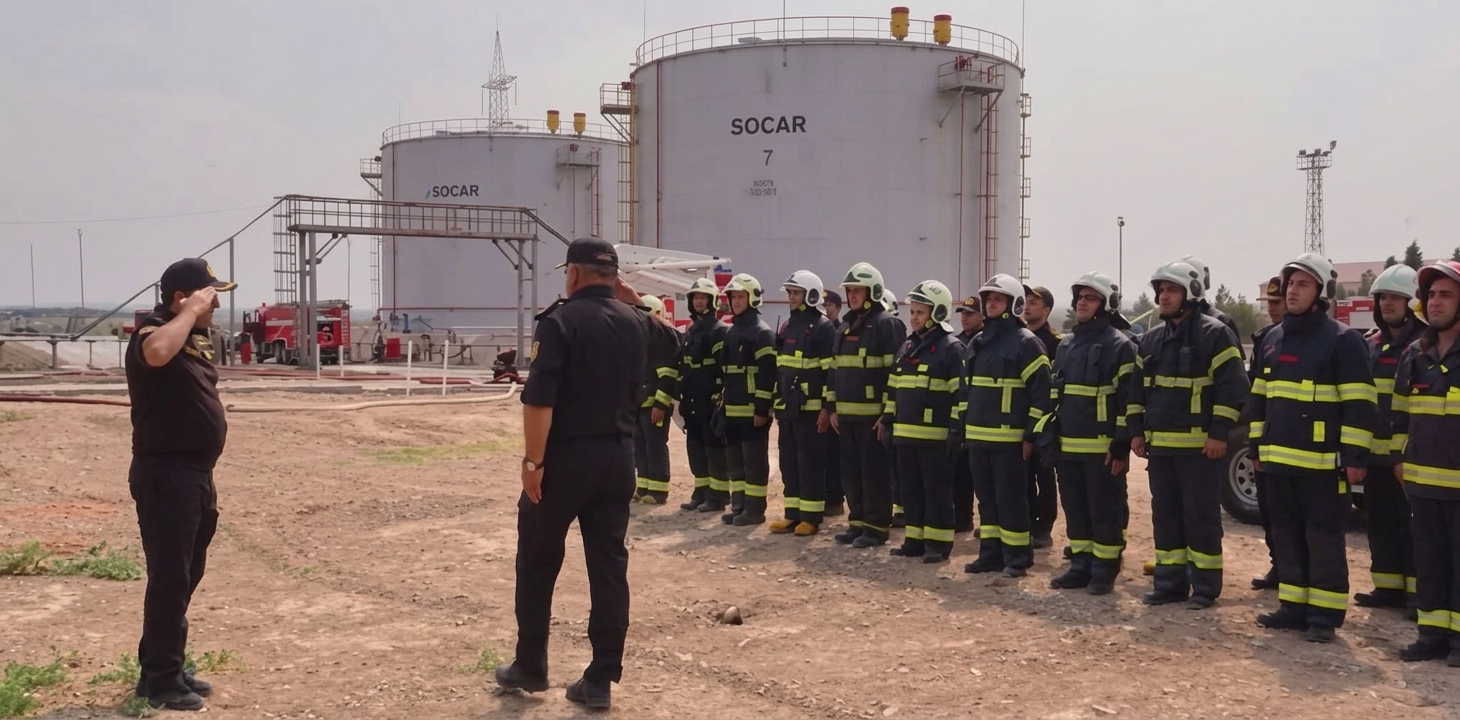 Sumqayıtda SOCAR obyektində yanğın-taktiki təlim keçirilib-VİDEO