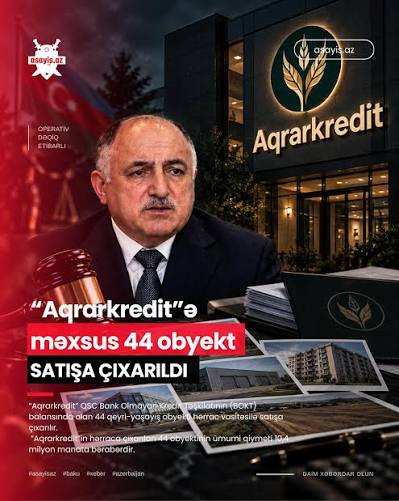 Aqrarkreditin 44 əmlakından 3-ü satıldı – qiyməti də ucuzlaşdırıldı